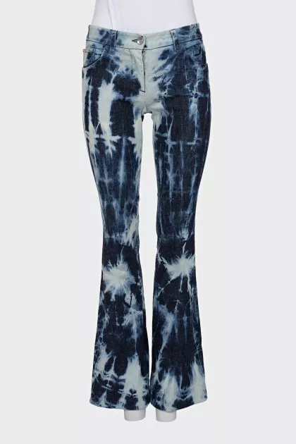 Tie-dye flared jeans