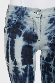 Tie-dye flared jeans