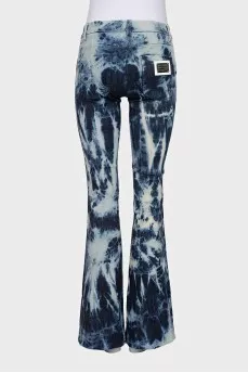 Tie-dye flared jeans