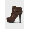 Brown leather ankle boots
