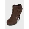 Brown leather ankle boots