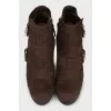 Brown leather ankle boots