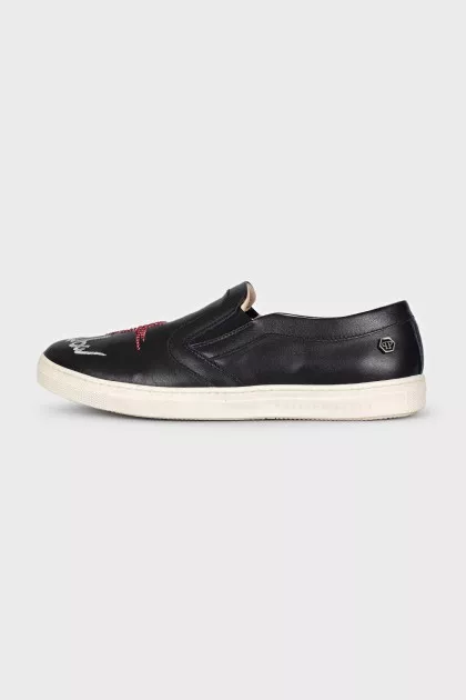 Leather slip-ons with patches