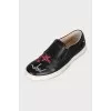 Leather slip-ons with patches
