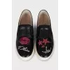 Leather slip-ons with patches