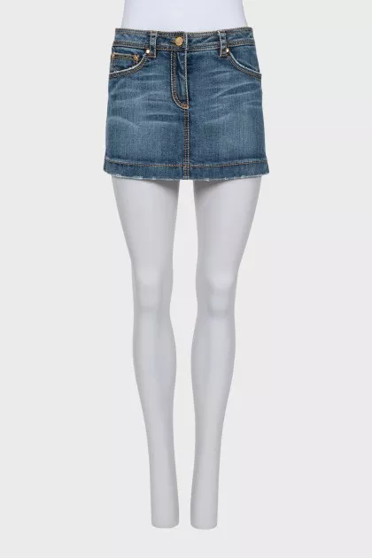 Denim mini skirt with patch