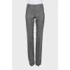 Straight-leg gray trousers with a small print