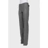 Straight-leg gray trousers with a small print