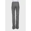 Straight-leg gray trousers with a small print