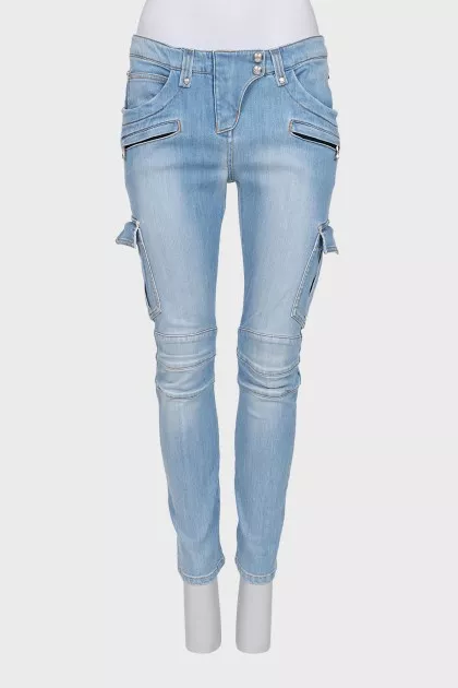 Skinny fit jeans with patch pockets