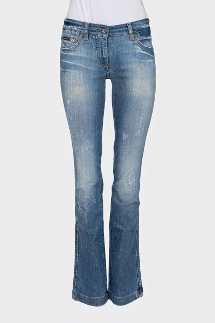 Flared jeans with rhinestones