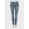 Low-rise jeans with textured stripes