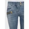 Low-rise jeans with textured stripes
