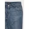 Low-rise straight leg jeans with distressing