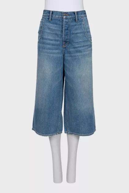 Blue denim culottes