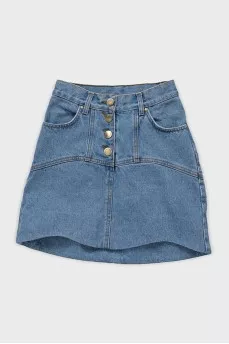 Denim mini skirt with buttons