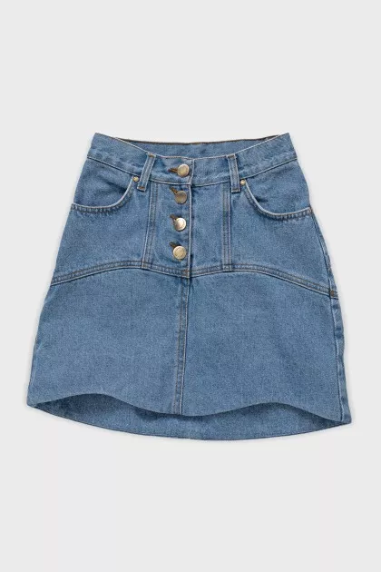 Denim mini skirt with buttons