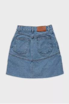 Denim mini skirt with buttons