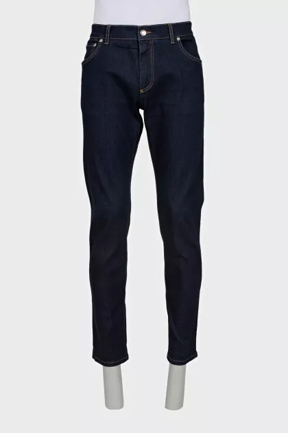 Men's dark blue straight fit jeans