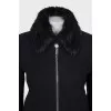 Zip-up jacket with fur collar