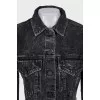 Cropped denim jacket with puff sleeves