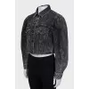 Cropped denim jacket with puff sleeves