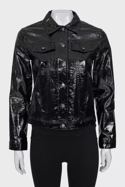 Glossy faux leather jacket