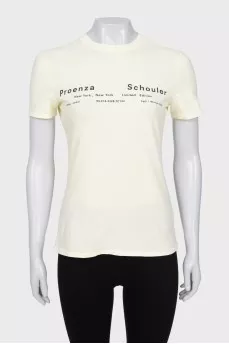 Yellow T-shirt with branded print