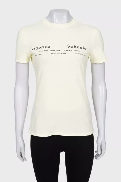 Yellow T-shirt with branded print