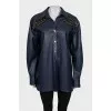 Blue eco-leather shirt with tag