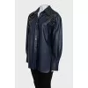 Blue eco-leather shirt with tag