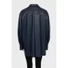 Blue eco-leather shirt with tag