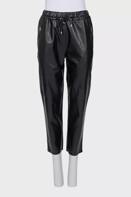 Black eco-leather trousers