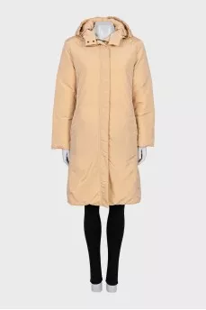 Double-sided down jacket with a straight cut and a zipper