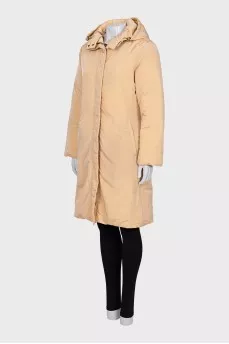 Double-sided down jacket with a straight cut and a zipper