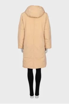Double-sided down jacket with a straight cut and a zipper