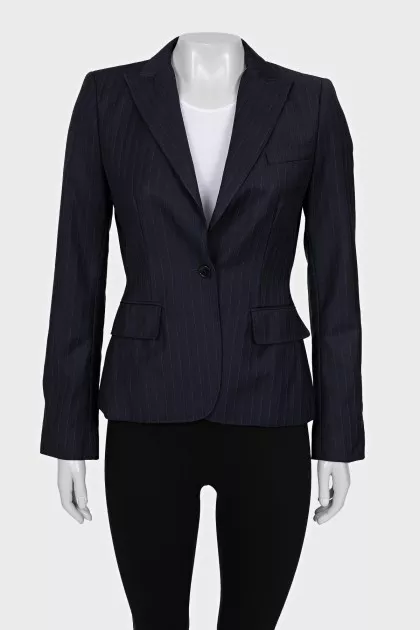 Fitted pinstripe wool jacket