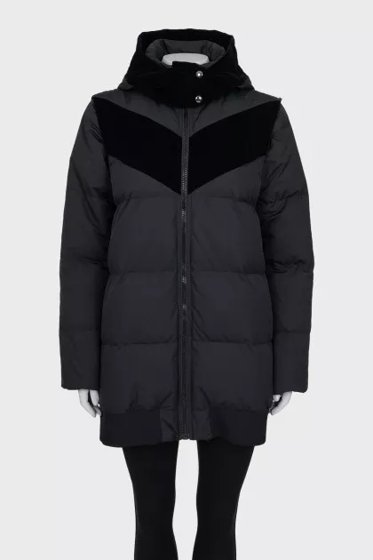 Black down jacket with detachable sleeves