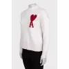 Wool cardigan with brand logo