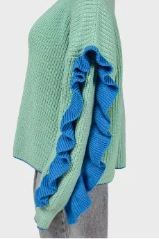 High neck sweater with frills