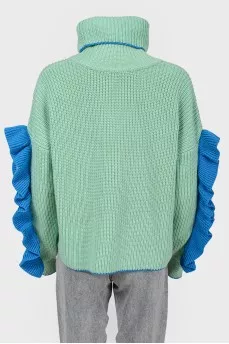 High neck sweater with frills