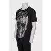 Men's T-shirt with a print decorated with rhinestones