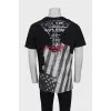 Men's T-shirt with a print decorated with rhinestones