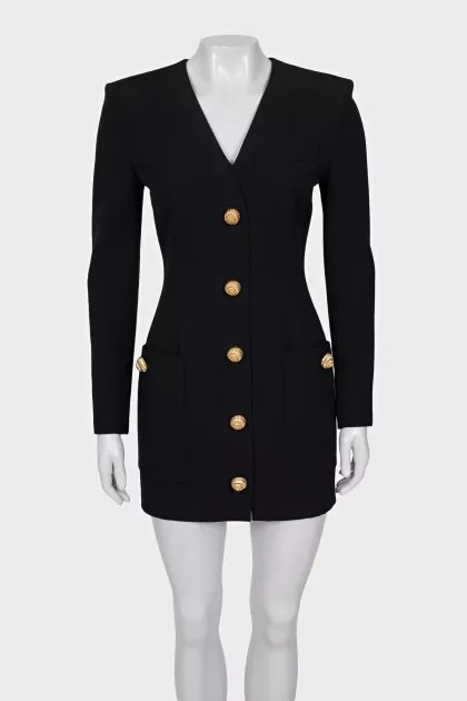 Wool dress with accent buttons