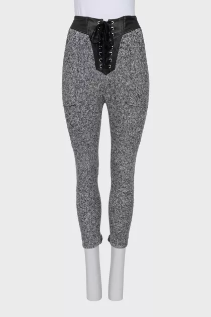 Cropped trousers with lace-up front