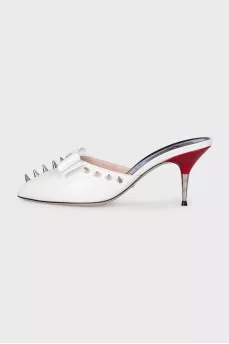 White studded mules
