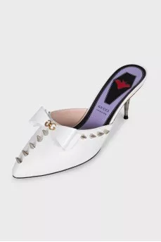 White studded mules