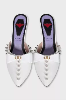 White studded mules
