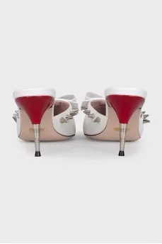 White studded mules