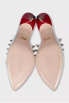 White studded mules
